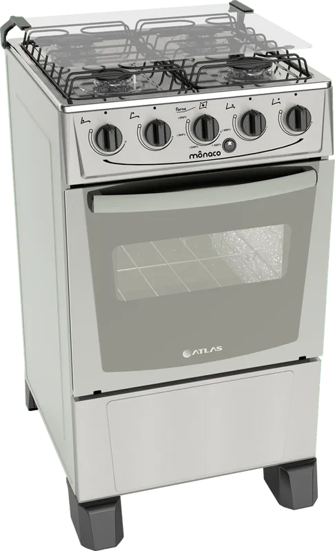 Fogão 4 Bocas de Piso Atlas Mônaco Inox Bivolt - VS14 Bivolt