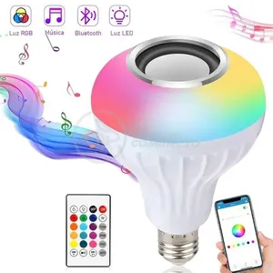 Lâmpada Led 12W E27 Rgb Colorida Com Caixa De Som
