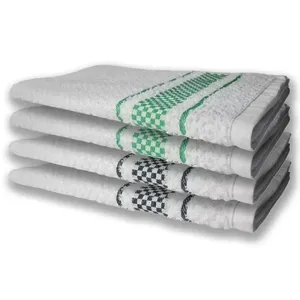 4 Panos De Prato Atoalhado Felpudo Preto+verde