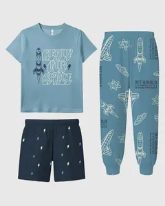 Pijama Infantil Menino 3 Peças Ready For Space Em Algodão Malwee Kids Azul - 8