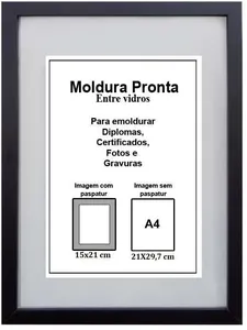 Moldura Pronta Gf Serrano Entre Vidro 21X29,7 Preto