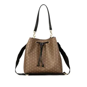 Bolsa Monograma Alça Gorgurão Bucket Preta