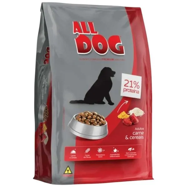 Ração Cães Adultos All Dog Carne E Cereais 1kg (MP)