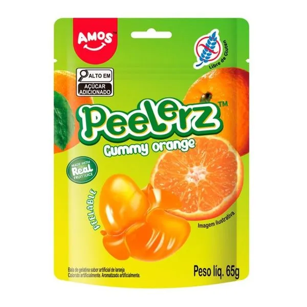 Bala Amos Peelerz Laranja 65g BALA AMOS 65G PEELERZ ORANGE