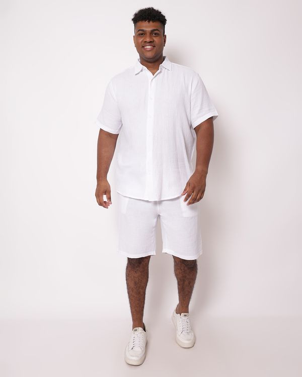 Bermuda Plus Size Masculina Reta Algodão Branca G4
