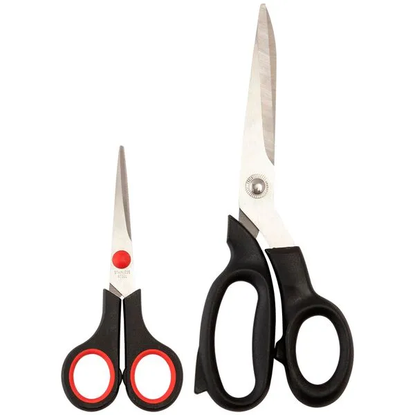 Kit Tesouras Multiúso Aço E Cabo Plástico Preto 2 Peças LM2931PAP - honeyhome