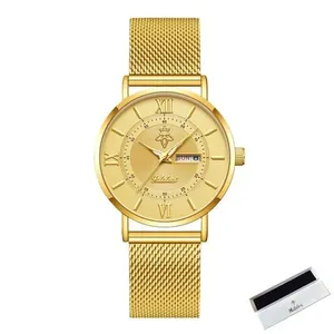 Relógio de Pulso Feminino de Quartzo Multifuncional Analógico e Digital com Pulseira em Aço Inox Dourado Sanda Relógio de Pulso Feminino de Quartzo Analógico e Digital com Pulseira em Aço Inox Dourado Sanda