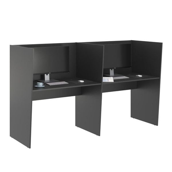 Escrivaninha Office 2 Lugares Letonia Preto Onix