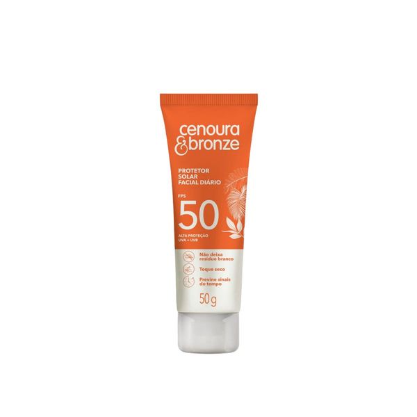 Protetor Solar Facial Cenoura Bronze Toque Seco Fps50 50g