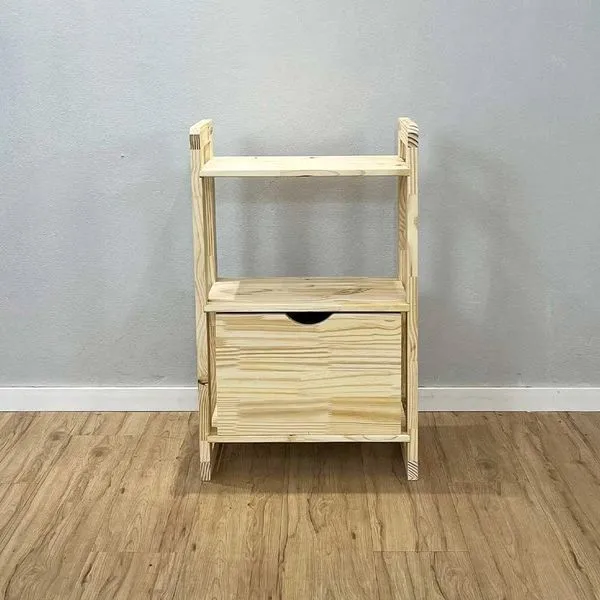 Aparador Linea Slim 1 Gaveta Madeira Pinus 53cm Amadeirado Artfactory Design