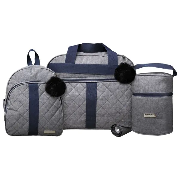 Kit Bolsas Maternidade Mave Baby 1089/1090 Cinza e Marinho