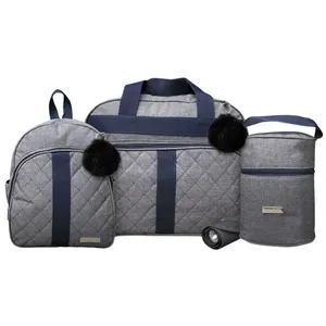 Kit Bolsas Maternidade Mave Baby 1089/1090 Cinza e Marinho