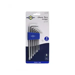 Chave Torx Longa Jogo 7PCS T10-740 Blister 7834 para Parafuso Interno com Encaixe Usinado Brasfort Chave Torx Longa Jogo 7PCS T10-740 Blister 7834 com Marcação de Medida Permanente Brasfort