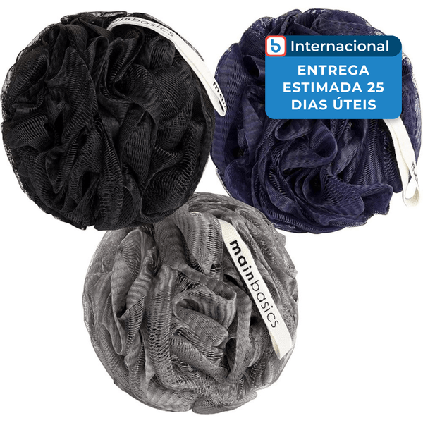 Esponja Bucha para Banho 3 Peças Black Ice Mainbasics Colorido A-MBI