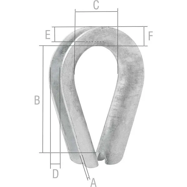 Anilha/Sapatilha para Cabo de Aço 12,7mm 1/2” Zincado - VONDER