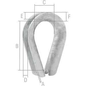 Anilha/Sapatilha para Cabo de Aço 12,7mm 1/2” Zincado - VONDER