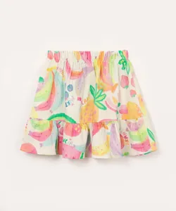 saia de algodão infantil arco íris com elástico off white 2