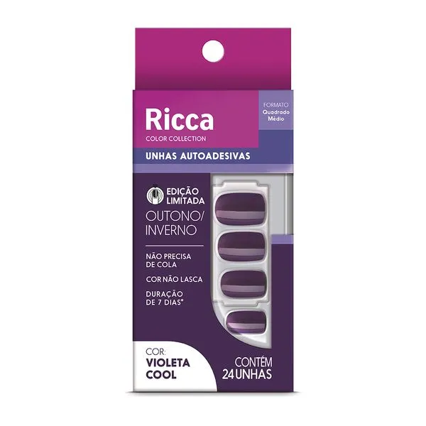 Unhas Postiças Ricca Auto Color Violeta Cool