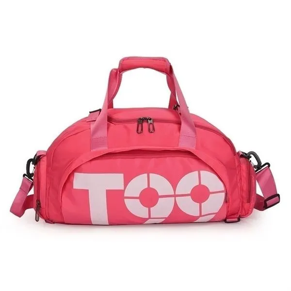 Bolsa Esportiva Mochila Costa Transversal para Treino com Material Impermeável Rosa OEM Bolsa Esportiva Mochila Costa para Academia com Bolso para Tênis Rosa OEM