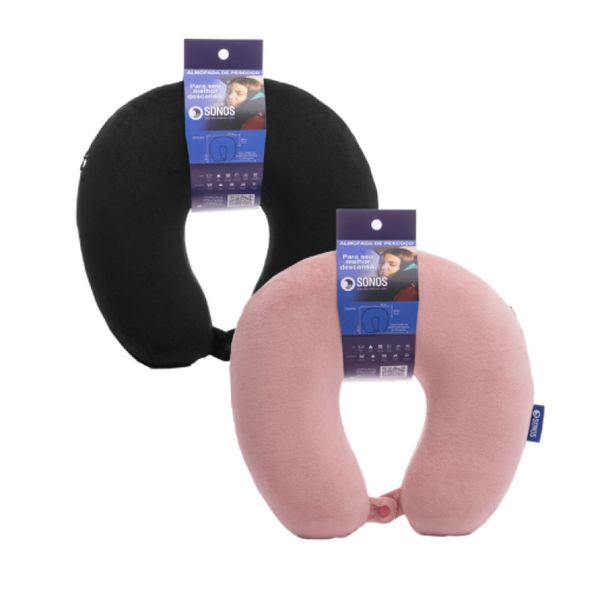 Kit 2 Almofadas de Pescoço Tradicional Preta e Rosê