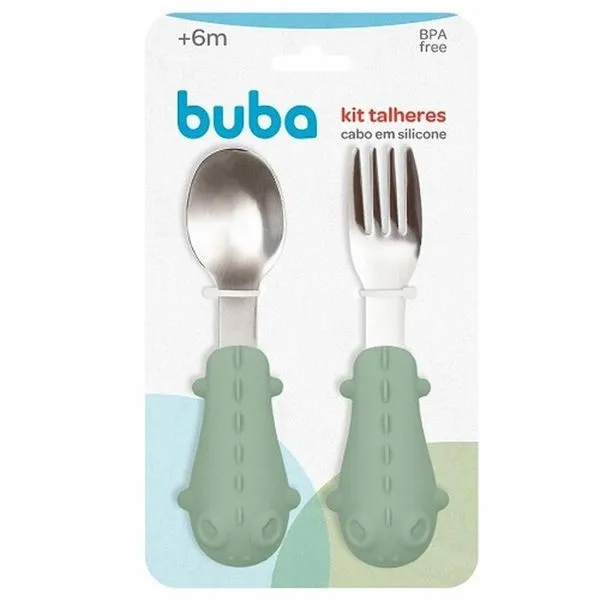 Kit Talheres Para Bebê Buba Verde 15821 (MP)