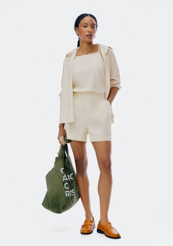 Shorts Feminino Cintura Alta Alfaiataria - Creme M