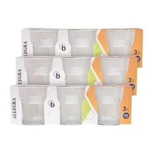 Conjunto Copos Água Allegra 256ml Vidro 9 Peças 8,2x6,3x8,4cm B0412 - bee