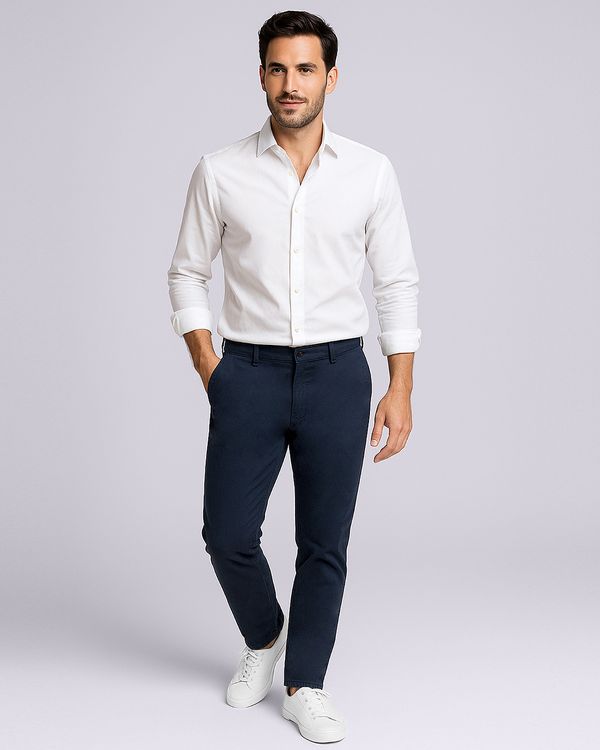 Calça Sarja Masculina Reta Alfaiataria com Bolsos Marinho 44