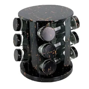 Porta Condimentos Wellmix 12 Peças Inox Giratório Preto E Dourado (MP)