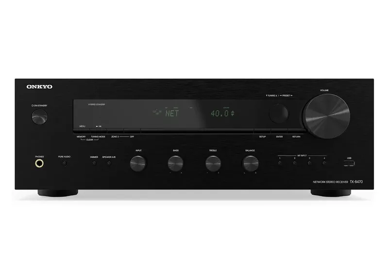 220v - Onkyo TX-8470 Receiver Estéreo 2 Canais - Potente, Versátil e com Suporte a 8K - Preto 220v