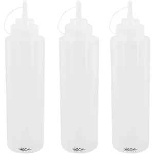 Kit 3 Bisnagas Plásticas 1L Flexíveis Weck para Molhos Caldas Maionese Transparente