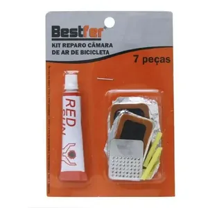 Kit de Reparo para Câmara de Ar de Bicicleta BFH0974 para Furos Emergenciais com Lima, Mangueiras e Remendos Preto Kit de Reparo para Câmara de Ar de Bicicleta BFH0974 com Lima e Mangueiras para Furos Preto Bestfer