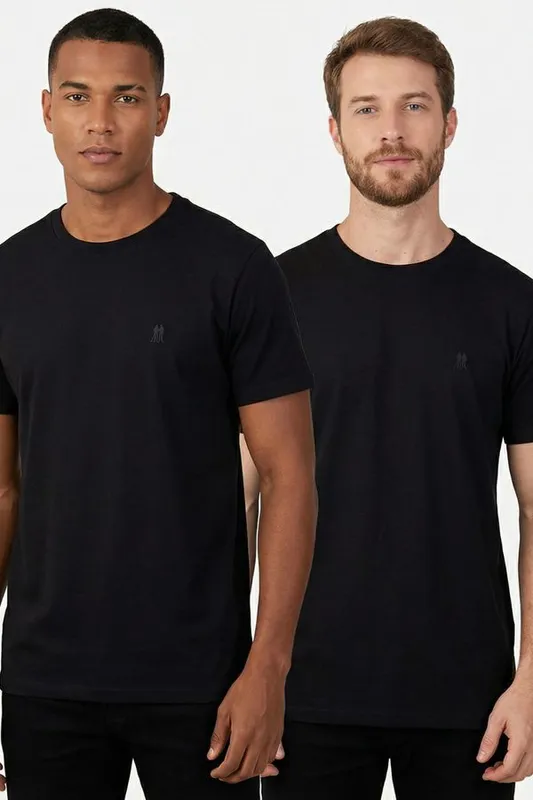 Kit 2 Camisetas Básicas Masculinas Polo Wear Preto Kit 2 Camisetas Masculinas Básicas Logo Polo Wear Preto P