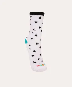 meia infantil cano alto triângulos mooui branco 26-29