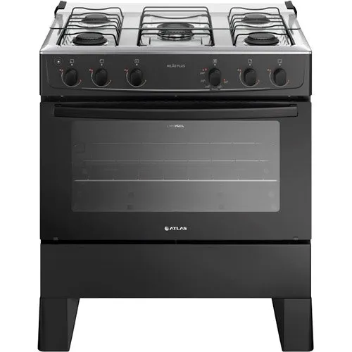 Fogão 5 Bocas Atlas Milão Mesa de Inox Preto