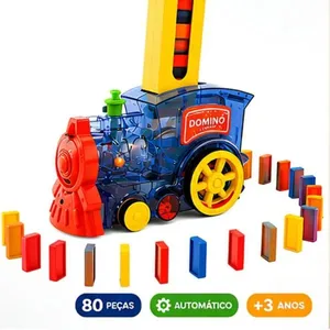 Trem de Brinquedo Dominá com Luz Fumaça e Música Montagem Automática 80 Peças Toys & Toys Trem de Brinquedo Dominá com Luz Fumaça e Música 80 Peças Toys & Toys