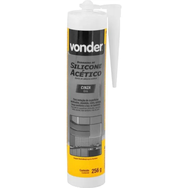 Borracha de silicone acético cinza 256g (embalagem com 24 unidades) VONDER