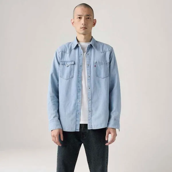 Camisa Jeans Levi's® Barstow Special Manga Longa Lavagem Clara - XXL USA | EGG BR