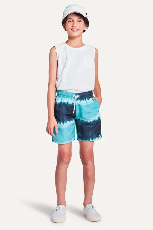 Short Praia Mini Tie Dye Comprido Azul - 12
