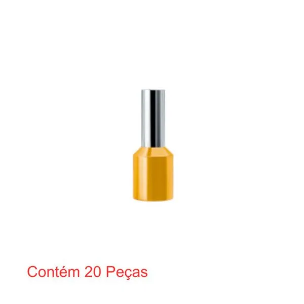 Terminal Pré-Isolado Tubolar Simples Para Fios e Cabos de 25mm² Amarelo 20 Peças - Sforplast (MP)