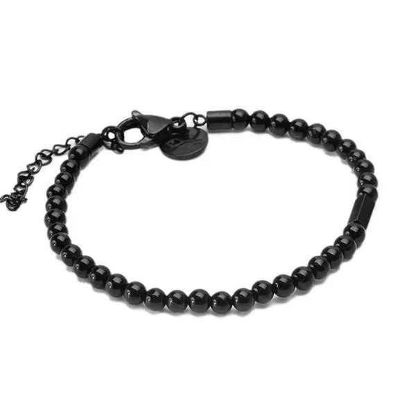 Pulseira Zeng de Pedra Natural Ágata Preta Preta Ajustável