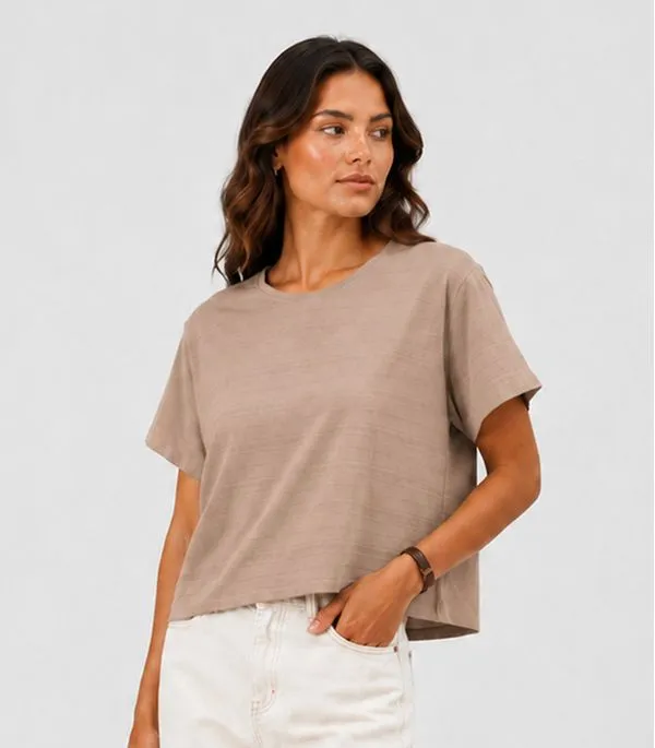 Blusa Feminina Meia Malha Maquinetado Infinita Cor Marrom GG