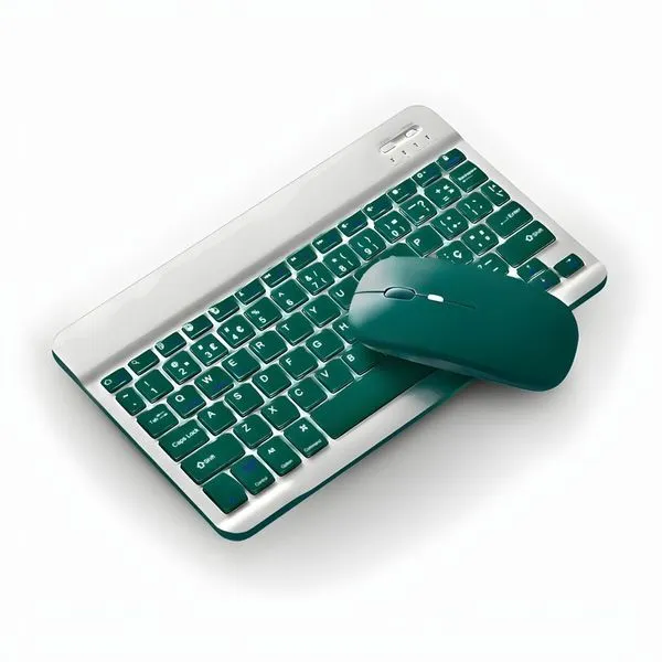 Teclado e Mouse sem Fio Bluetooth Recarregável ABNT2 Verde com Receptor USB e Cabo Micro USB Utimix Teclado e Mouse sem Fio Bluetooth ABNT2 Recarregável Verde com Receptor USB Utimix