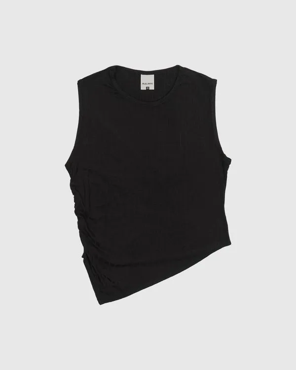 Regata Menina Barra Assimétrica Em Malha Viscose Canelada Malwee Kids Preto - 12