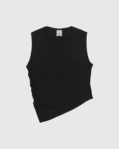 Regata Menina Barra Assimétrica Em Malha Viscose Canelada Malwee Kids Preto - 12