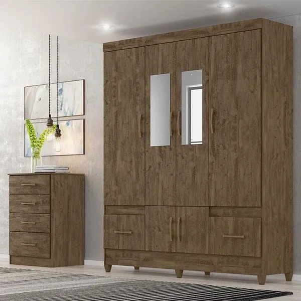 Guarda Roupa Casal Ambiente Ms912 Ms913 6 Portas 2 Gavetas 100% MDP 165 cm Marrom Moval Guarda Roupa Casal Ambiente Ms912 Ms913 6 Portas 2 Gavetas 100% MDP 165 cm Marrom