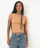 blusa manga curta texturizada - caramelo GG