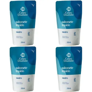 Kit c/4 Sabonetes Líquido Corpo Dourado Pouch 200ml Neutro