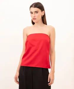 blusa decote reto sem alça mindset vermelho P