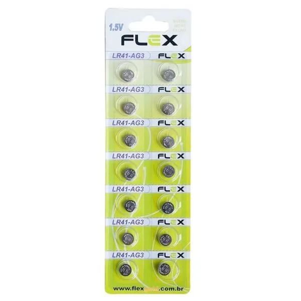 Bateria Botão 2 Flex LR41 Cartela com 14 Unidades Energia Estável Bateria Botão 2 Flex LR41 Cartela com 14 Unidades